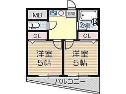 木川東エクセルハイツ 1Kの間取図画像