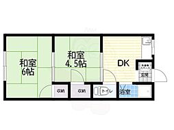 林文化西棟 2DKの間取図画像