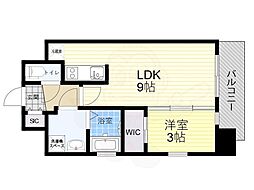 Attirant西三国 1LDKの間取図画像