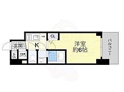 エスリードレジデンス大阪ウエストコート 1Kの間取図画像