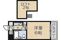 メゾネット北野 1Kの間取図画像