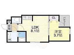 アッシュメゾン千船 1LDKの間取図画像