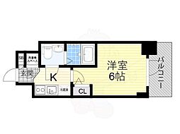 エスリード大阪シティノース 1Kの間取図画像