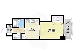 ノルデンハイム東三国B棟 1DKの間取図画像