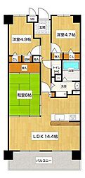 ファミール北大阪リバーサイドB棟 3LDKの間取図画像