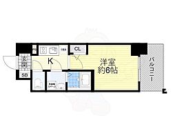 エスリード大阪プライムゲート 1Kの間取図画像