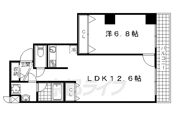 京都府京都市山科区小山西御所町(賃貸マンション1LDK・4階・47.52㎡)の写真 その2