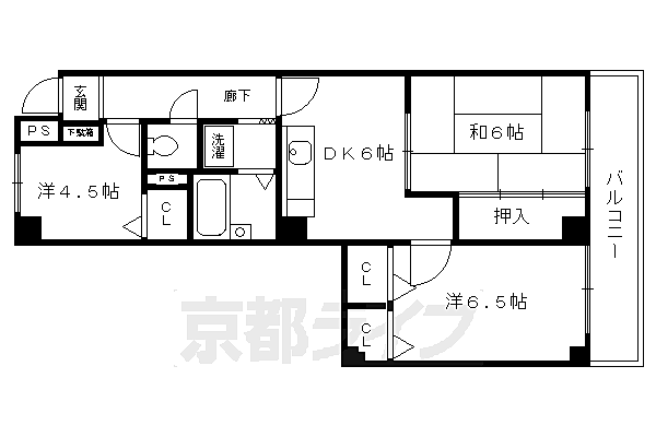 京都府京都市伏見区淀本町(賃貸マンション3DK・3階・48.23㎡)の写真 その2