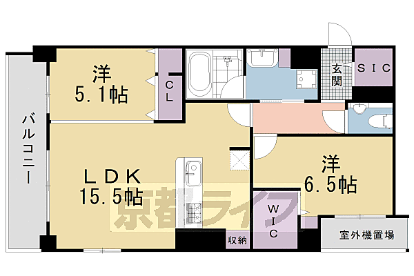 ＱＵＡＬＩＯＲ京都東山 305｜京都府京都市東山区三条通白川橋東入五軒町(賃貸マンション1SLDK・3階・67.19㎡)の写真 その2