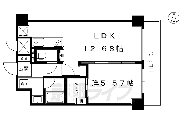 ｓａｗａｒａｂｉ　ｐａｒｋ　ｈｏｕｓｅ 802｜京都府京都市下京区郷之町(賃貸マンション1LDK・8階・43.68㎡)の写真 その2