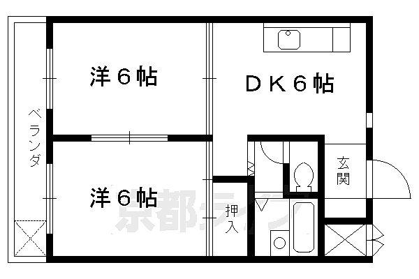 京都府京都市伏見区竹田田中宮町(賃貸マンション2DK・2階・41.82㎡)の写真 その2