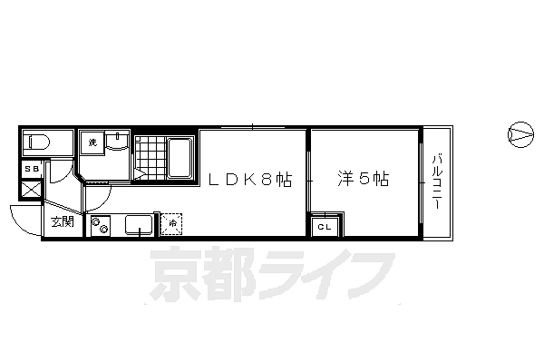 ＲＩＥＳ．Ｈ．ＳＵＥＧＡ（リーズ．スーガ） 201｜京都府京都市南区八条町(八条通大宮西入ル)(賃貸マンション1LDK・2階・29.26㎡)の写真 その2