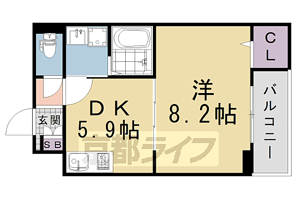 京都府京都市伏見区下鳥羽中三町(賃貸アパート1DK・2階・34.62㎡)の写真 その2