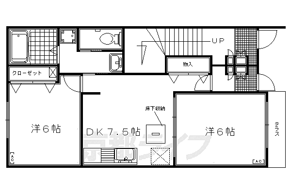 京都府京都市右京区梅ヶ畑高鼻町(賃貸アパート2DK・1階・44.82㎡)の写真 その2