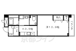 京阪京津線 四宮駅 徒歩12分の賃貸マンション 6階1Kの間取り