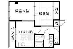京阪本線 淀駅 徒歩30分の賃貸マンション 2階2DKの間取り