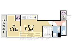 京阪本線 墨染駅 徒歩2分の賃貸アパート 2階1LDKの間取り