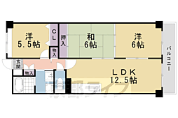 パレスコート・二条 3階3LDKの間取り