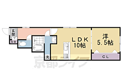 JR山陰本線 太秦駅 徒歩4分の賃貸アパート 1階1LDKの間取り