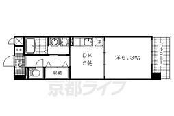 京都地下鉄東西線 東野駅 徒歩13分の賃貸マンション 1階1DKの間取り