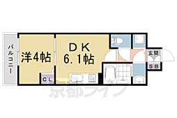 京都地下鉄東西線 太秦天神川駅 徒歩8分の賃貸マンション 1階1DKの間取り