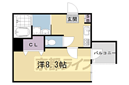 JR山陰本線 花園駅 徒歩4分の賃貸アパート 3階1Kの間取り