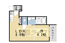 Ｆ　ａｓｅｃｉａ　Ｃａｎａｌｅ 1階1LDKの間取り