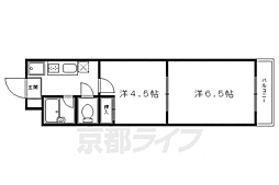 エレガンス東寺 4階2Kの間取り