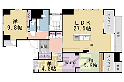 プレティナージュ御池東洞院 12階3SLDKの間取り