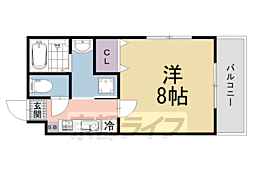 京都市営烏丸線 くいな橋駅 徒歩9分の賃貸マンション 5階1Kの間取り
