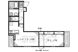 京阪本線 伏見桃山駅 徒歩29分の賃貸アパート 3階1LDKの間取り