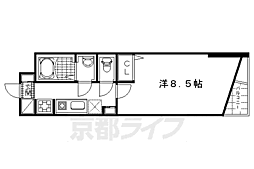 シャトーボヌール 2階1Kの間取り