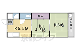 むつみハイツ 2階2DKの間取り