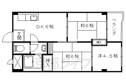 京都地下鉄東西線 醍醐駅 徒歩12分の賃貸マンション 4階3DKの間取り