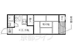 阪急京都本線 東向日駅 徒歩9分の賃貸マンション 2階1Kの間取り
