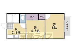 阪急京都本線 東向日駅 徒歩5分の賃貸アパート 1階2Kの間取り