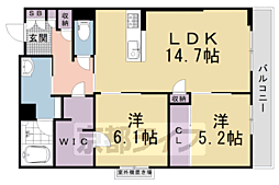 ヴェスプッチ　二条城 2階2LDKの間取り