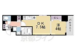 ベラジオ雅び京都円町駅前 7階1DKの間取り