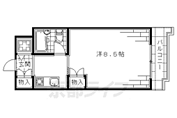 京阪本線 丹波橋駅 徒歩8分の賃貸マンション 3階1Kの間取り