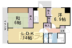 JR東海道・山陽本線 長岡京駅 3.4kmの賃貸マンション 5階2LDKの間取り