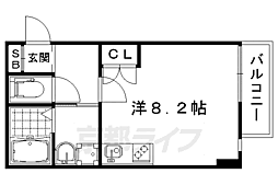 JR山陰本線 太秦駅 徒歩5分の賃貸マンション 1階ワンルームの間取り