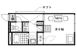 JR山陰本線 太秦駅 徒歩9分の賃貸アパート 2階1Kの間取り
