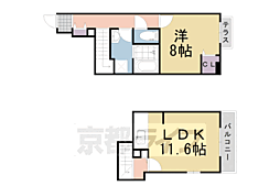 阪急京都本線 西向日駅 徒歩22分の賃貸アパート 1階1LDKの間取り
