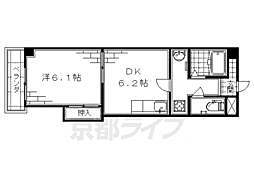京阪本線 墨染駅 徒歩2分の賃貸マンション 5階1DKの間取り