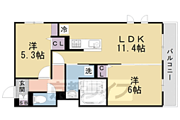 Ｄ‐ＲＯＯＭ壬生森町 3階2LDKの間取り