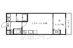 京阪本線 淀駅 徒歩3分の賃貸マンション 1階1LDKの間取り