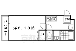 JR山陰本線 円町駅 徒歩8分の賃貸マンション 3階1Kの間取り