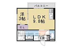阪急京都本線 西山天王山駅 徒歩9分の賃貸アパート 2階1LDKの間取り