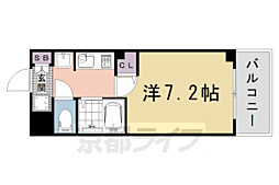 エステムプラザ京都烏丸五条 2階1Kの間取り