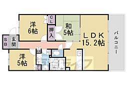 京都地下鉄東西線 東野駅 徒歩10分の賃貸マンション 2階3LDKの間取り